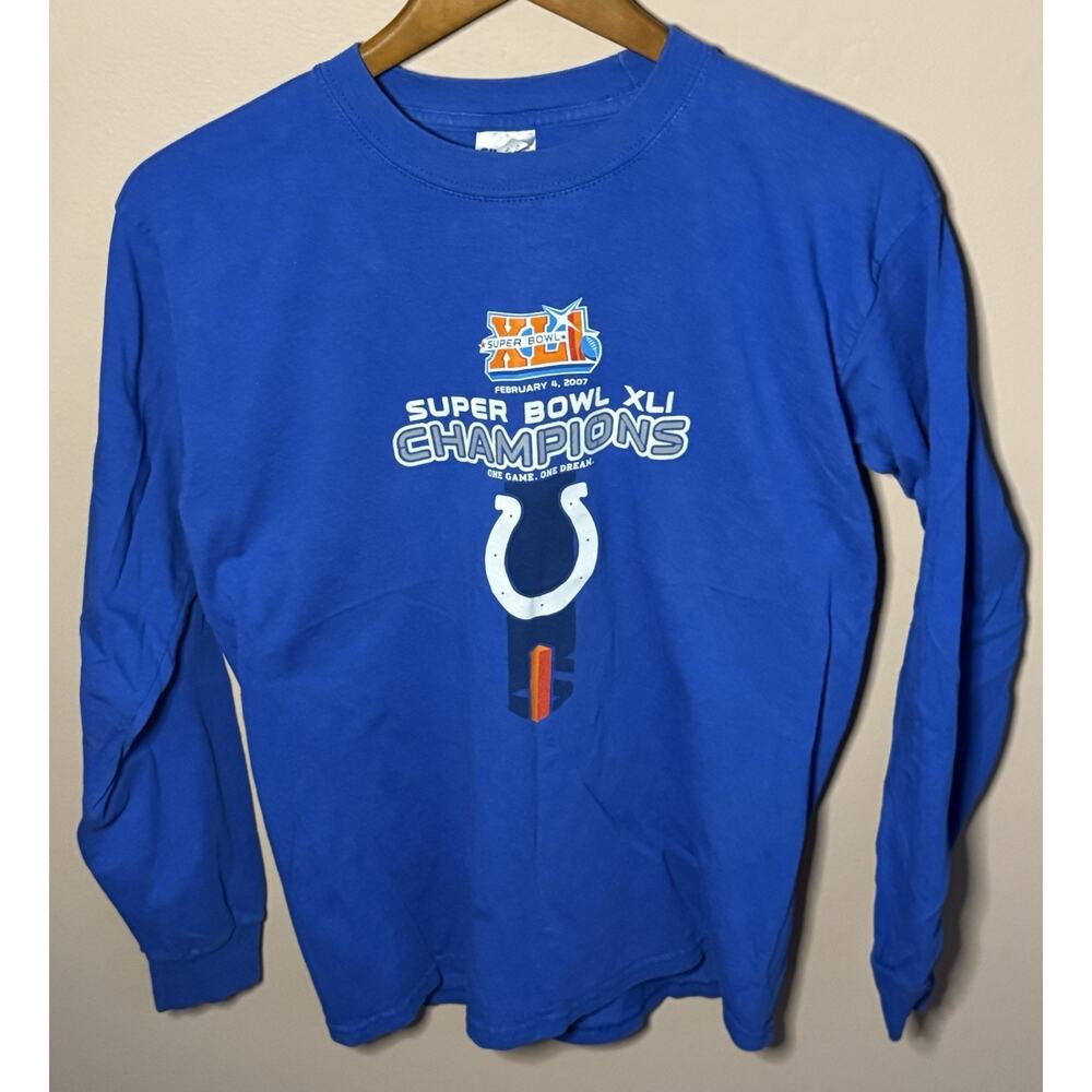 2007 Super Bowl XLI Champions Indianapolis Colts Blue T-Shirt Medium